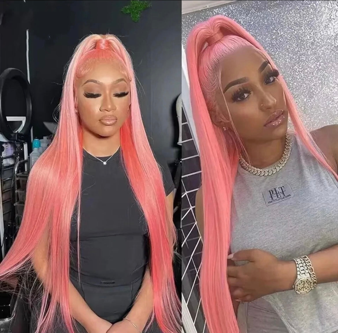 Pink Straight Lace Front Wig