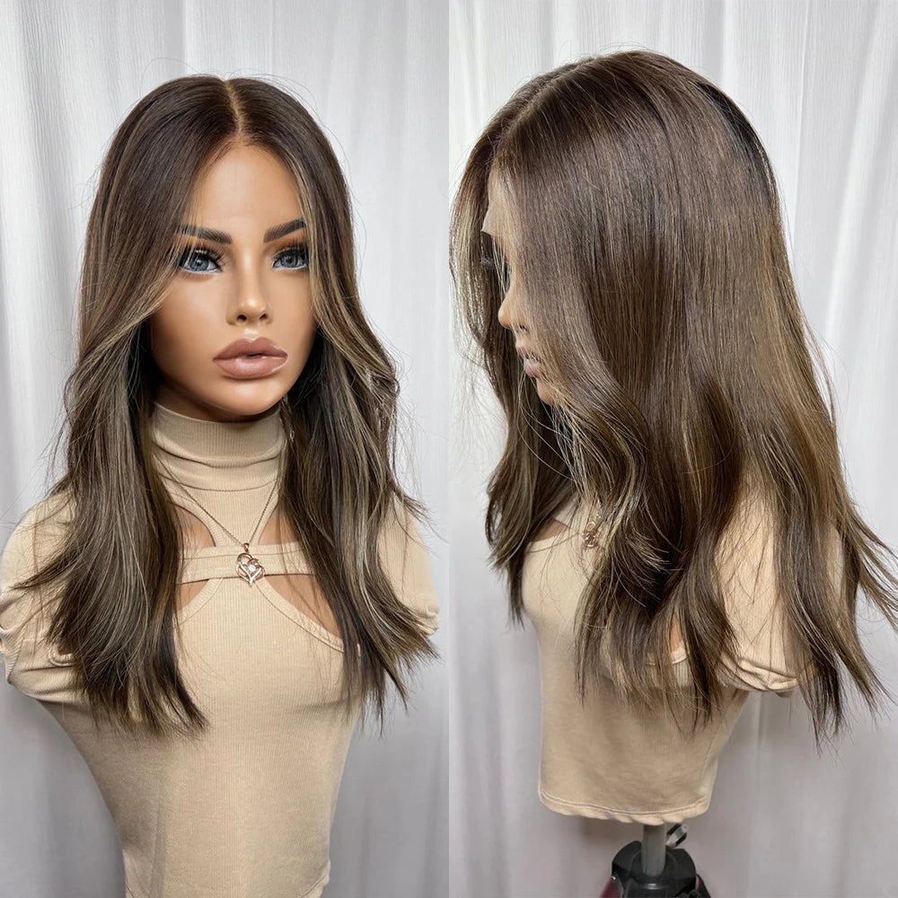 LUXURY Cool Brunette Blonde Balayage Wig