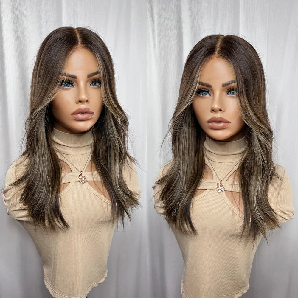LUXURY Cool Brunette Blonde Balayage Wig