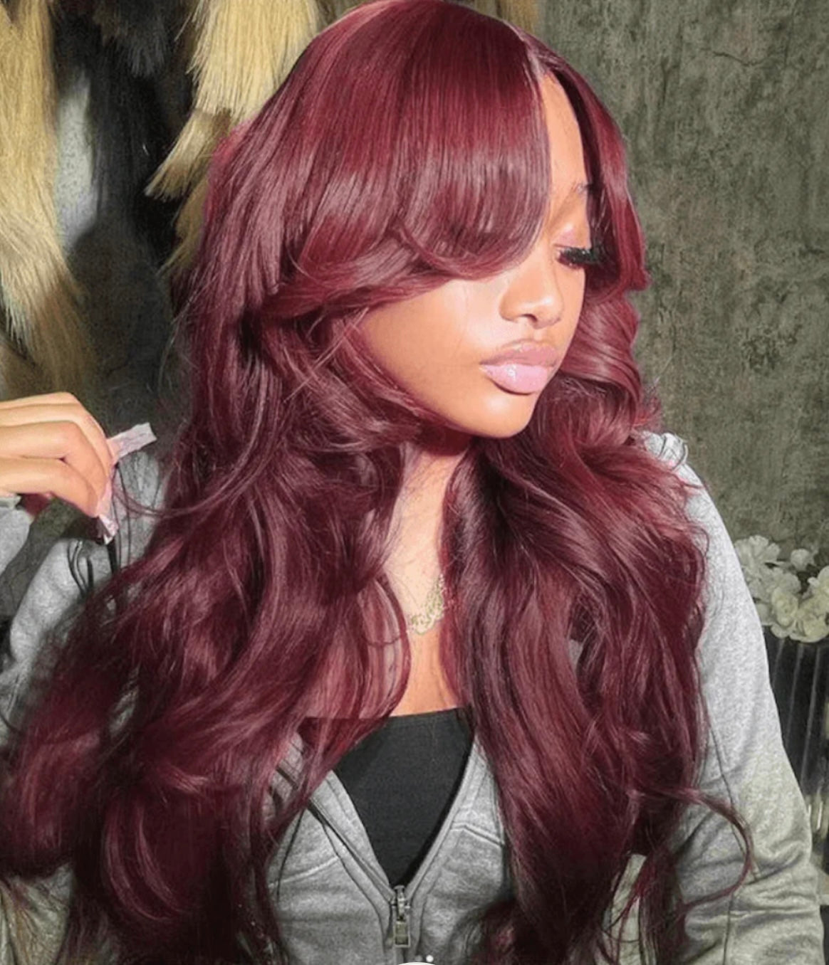 Burgundy Body Wave peruk