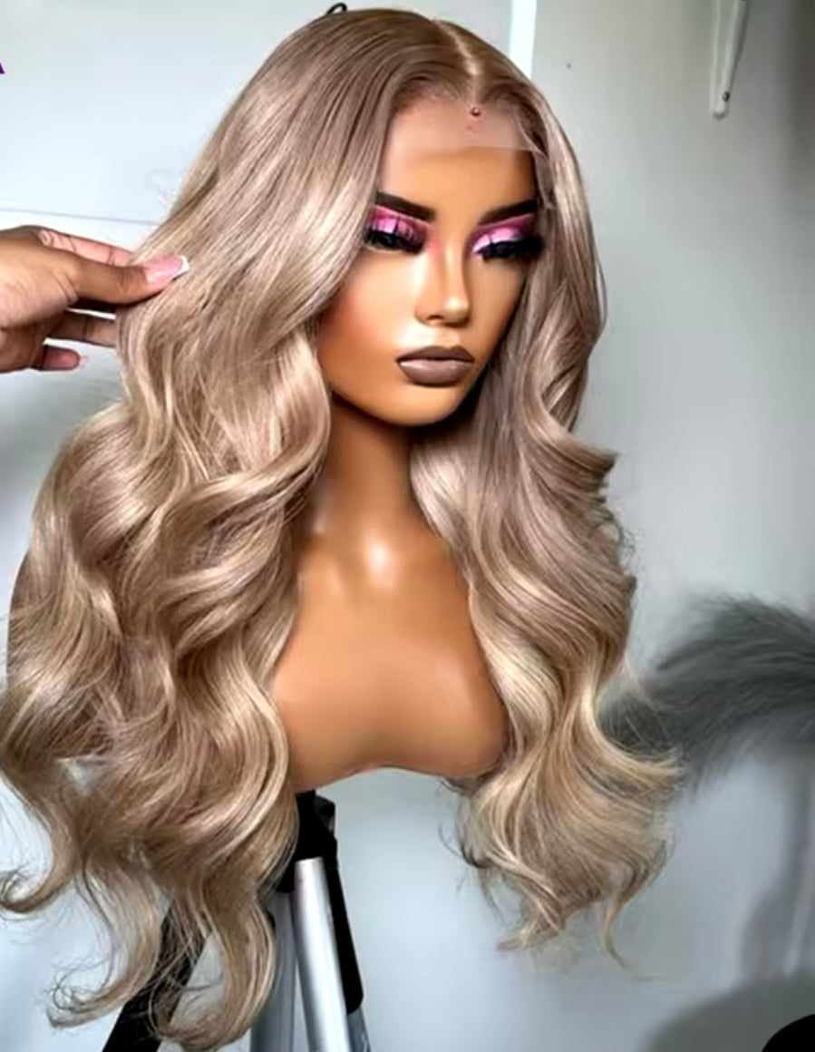 Light Ash Blonde Transparent Lace Frontal Peruk