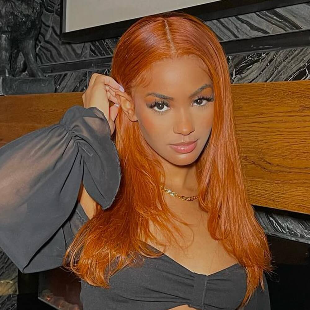 Ginger HD Lace Front Peruk i Äkta Hår vågig