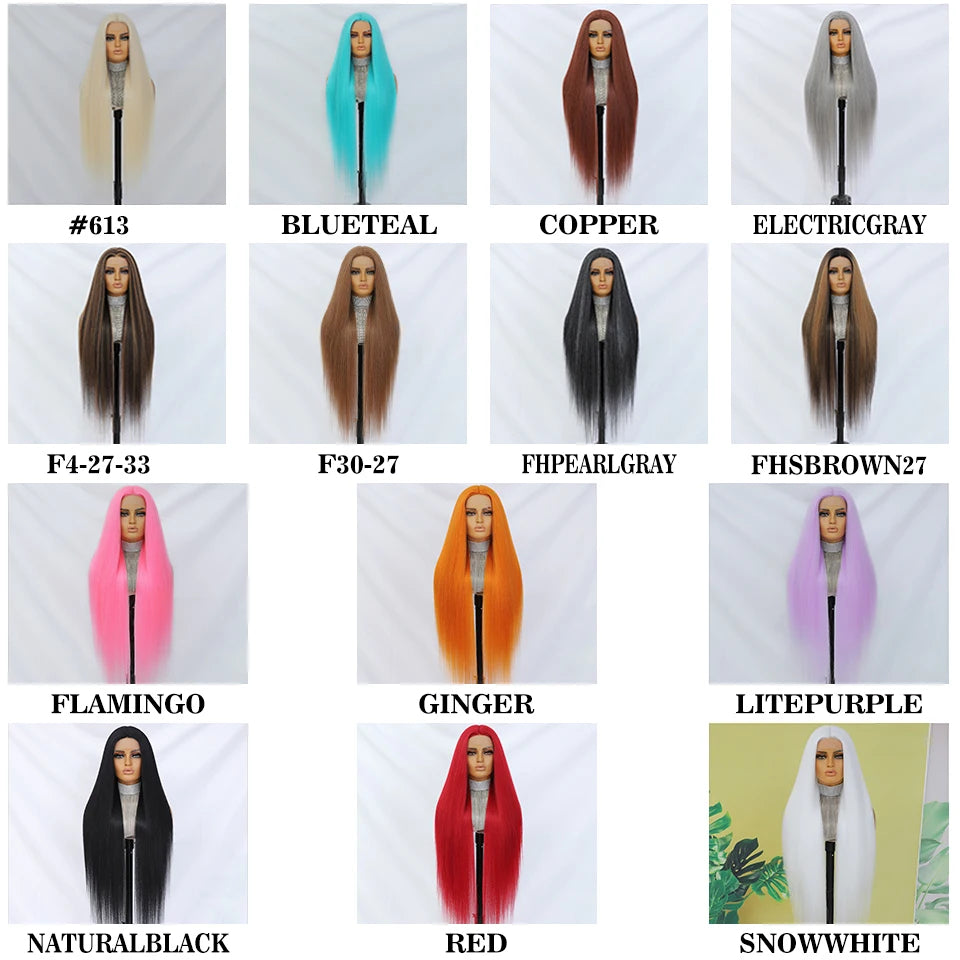 Färgglad Rak lång peruk - 14 färger