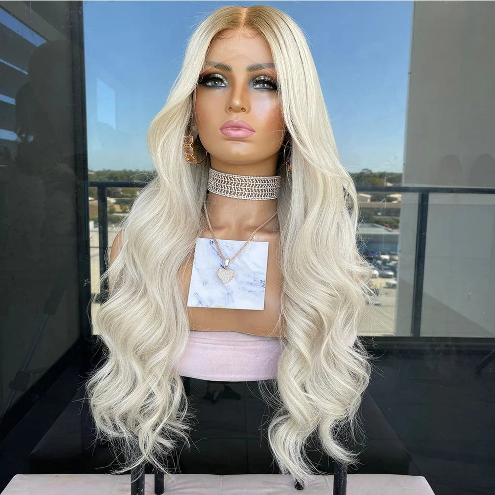 LUXURY Platinum Blonde Human Hair Full Lace Wig
