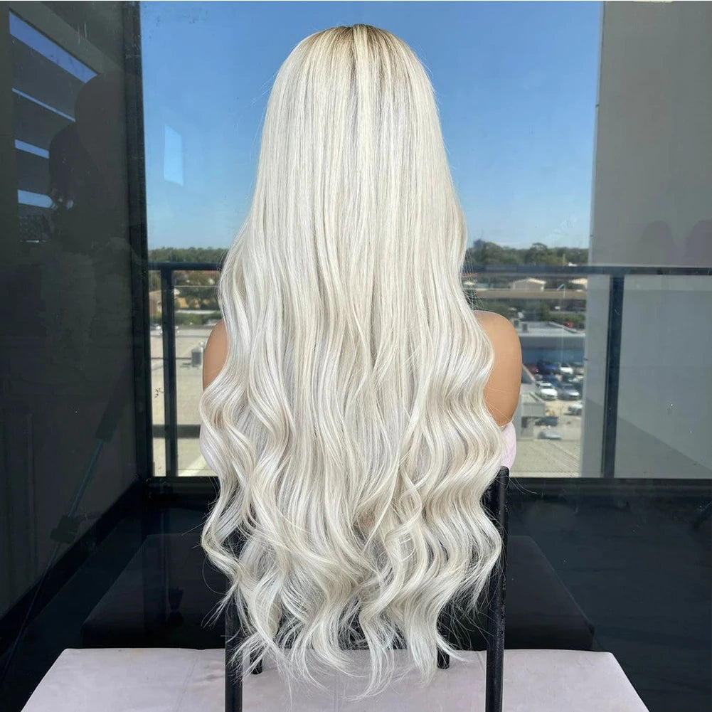 LUXURY Platinum Blonde Human Hair Full Lace Wig