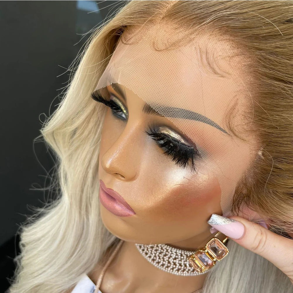 LUXURY Platinum Blonde Human Hair Full Lace Wig