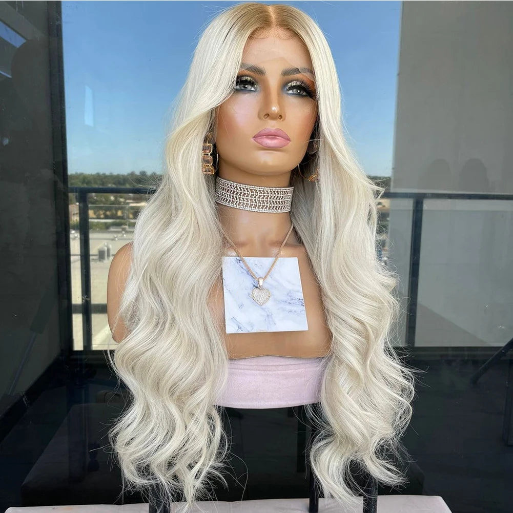 LUXURY Platinum Blonde Human Hair Full Lace Wig